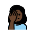 woman facepalming, dark skin tone